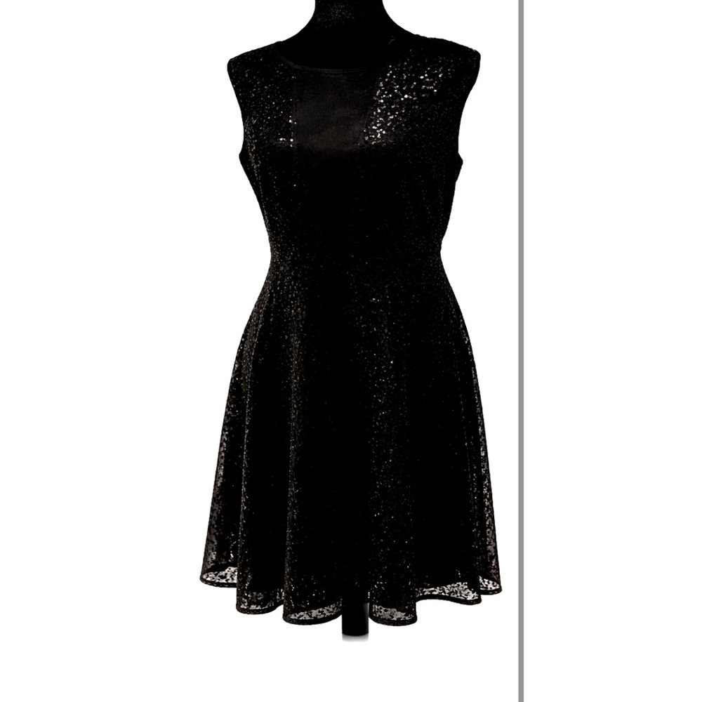 Cynthia Rowley Black Sequin Sleeveless Dress Size 14
